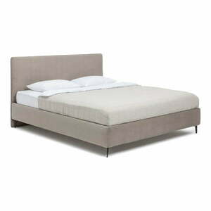 Szürkésbarna kárpitozott franciaágy ágyráccsal 160x200 cm Noira Slim – Bonami Selection kép