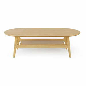 Natúr színű dohányzóasztal tölgyfa dekorral 60x130 cm Curved – Woodman kép
