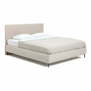 Bézs kárpitozott franciaágy ágyráccsal 160x200 cm Noira Slim – Bonami Selection kép