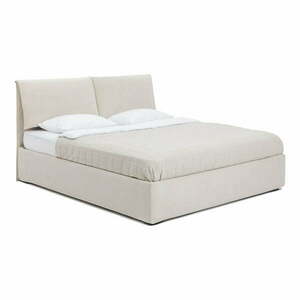 Bézs kárpitozott ágyneműtartós franciaágy ágyráccsal 160x200 cm Thessa Pillow – Bonami Selection kép