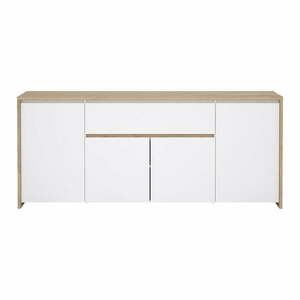 Fehér-natúr színű komód tölgyfa dekorral 197x84x48 cm Next – Tvilum kép