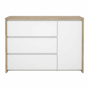 Fehér-natúr színű komód tölgyfa dekorral 119x84x48 cm Next – Tvilum kép