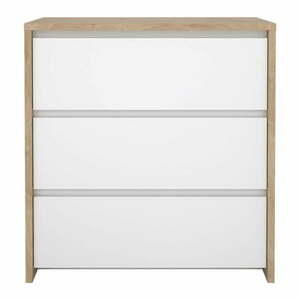 Fehér-natúr színű komód tölgyfa dekorral 80x84x48 cm Next – Tvilum kép