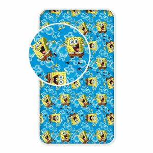 Kék gumis pamut gyerek lepedő 90x200 cm Sponge Bob "Blue" – Jerry Fabrics kép