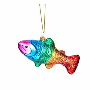 Üveg kézzel készített karácsonyfadísz 7 cm Rainbow Trout – Sass & Belle kép
