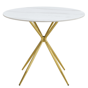 Étkezőasztal, fehér márvány/gold arany króm, átmérő 90 cm, MEKNER kép