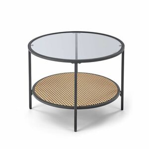 Kerek dohányzóasztal, üveg lappal, rattan - KATY - Butopêa kép