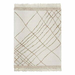 Krémszínű kézi szövésű gyapjúkeverék szőnyeg 120x170 cm Astera Linear – Flair Rugs kép