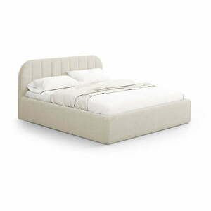 Krémszínű kárpitozott ágyneműtartós franciaágy ágyráccsal 180x200 cm Juno – Windsor & Co Sofas kép