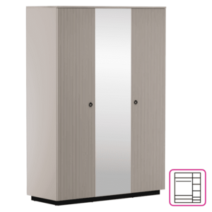 Szekrény tükörrel, szürkésbarna Taupe/silverjack tölgy, DOMCA 3D kép