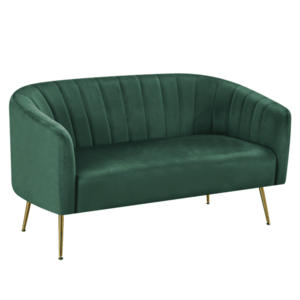 Design kétszemélyes kanapé, sötétzöld Velvet szövet/gold króm-arany, BAGY kép