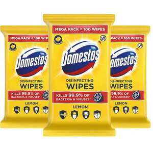 Domestos Lemon fertőtlenítő hatású higiénikus törlőkendő, 3x100 db kép