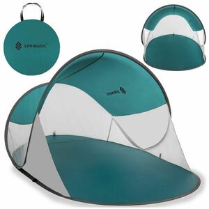 Springos pop-up strandsátor 200x120x90cm, türkiz-szürke kép