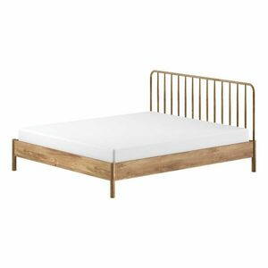 Natúr színű tölgyfa franciaágy ágyrács nélkül 160x200 cm Olive Spindle – Vipack kép