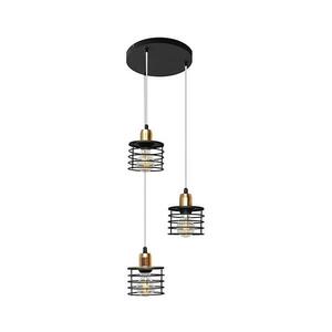 Csillár zsinóron EDISON 3xE27/15W/230V W-KD 1366/3 BK+BR kép