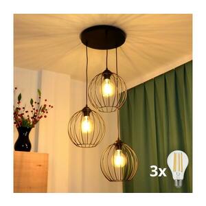 LED Csillár zsinóron MERCURE 3xE27/15W/230V ø 50 cm fekete W-KD 1388/3 BK-B kép