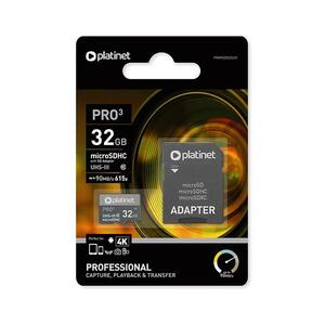 MicroSDHC 32GB U3 Pro 90MB/s + SD Adapter PMMSD32UIII kép