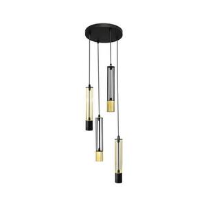 LED Csillár zsinóron BARS 4xGU10/4, 8W/230V fekete/arany W-KD 1115/4 BK+GO MIX kép