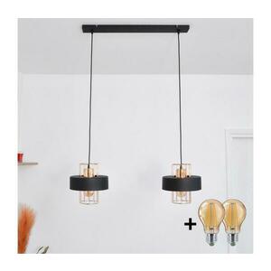 LED Csillár zsinóron VOLTA 2xE27/15W/230V fekete/arany W-L 1377/2 BK+BR kép