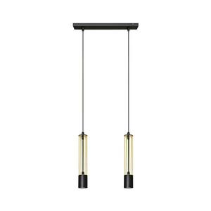 LED Csillár zsinóron BARS 2xGU10/4, 8W/230V fekete/arany W-L 1115/2 BK+GO+BK kép