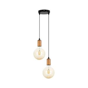 Csillár zsinóron MIROS 2xE27/60W/230V kerek fekete/réz 0069 kép