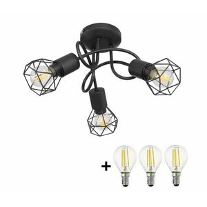 Globo - LED Felületre szerelhető csillár XARA 3xE14/6W/230V fekete GL5603+3xVT1928 kép
