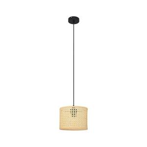 Csillár zsinóron ALBA 1xE27/15W/230V á. 20 cm rattan/fekete W-KM 2015/1 BK + RATTAN kép