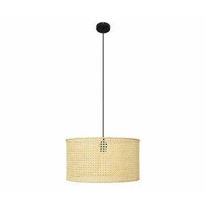 Csillár zsinóron ALBA 1xE27/15W/230V á. 45 cm rattan/fekete W-KM 4525/1 BK + RATTAN kép