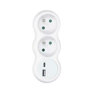 P100USBC - Elosztó konnektor USB A+C töltővel 2x10A fehér P100USBC kép