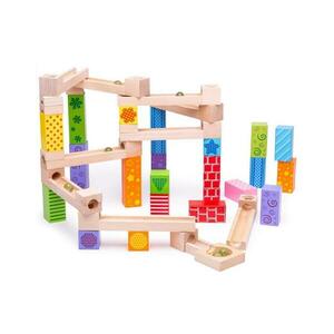 Bigjigs Toys - Fa üveggolyó pálya színes BJ786 kép