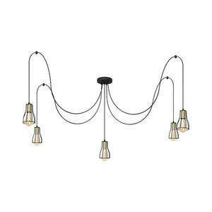 Csillár zsinóron TUBE LONG 5xE27/15W/230V fekete/arany W-KMD 1924/5K BK+GO+BK kép