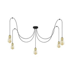 Csillár zsinóron TUBE 5xE27/15W/230V pók fekete/arany W-KM 1924/5K BK+GO MAT kép