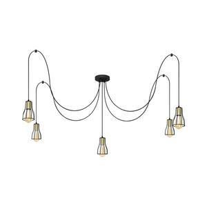 Csillár zsinóron TUBE 5xE27/15W/230V pók fekete/arany W-KM 1924/5K BK+GO+BK kép