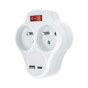 P99USBC-PD20- Aljzatelosztó USB A+C töltővel és kapcsolóval 2x10A fehér P99USBC-PD20 kép