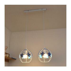 Gyerek csillár zsinóron STARS 2xE27/15W/230V kék/fehér W-L 1385/2 WT+BL kép