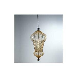 SIRU - Csillár láncon BABÀ 1xE27/60W/230V átm. 30 cm bézs/barna Velencei üveg MS105-060ABV kép