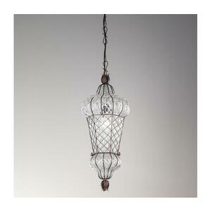SIRU - Csillár láncon BABÀ 1xE27/60W/230V átm. 30 cm átlátszó/barna Velencei üveg MS105-060CRB kép