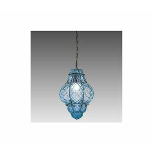 SIRU- Csillár láncon CLASSIC 1xE27/60W/230V átm. 30 cm kék/fekete Velencei üveg MS101-040AMB kép