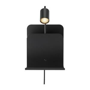 Nordlux - Fali lámpa polccal és USB ROOMI 1xGU10/8W/230V fekete 2112551003 kép