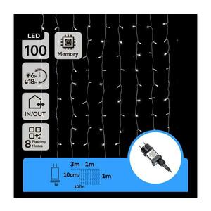 B.V. - LED kültéri fényfüzér 100xLED/8 üzemmód 4x1m IP44 hideg fehér B103031NU kép