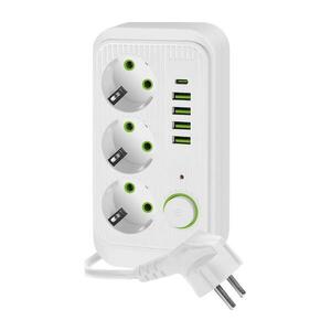Aljzatelosztó kapcsolóval LINEA 3x230V + 5xUSB A/C SCHUKO 1, 5 m fehér KGLPZW3U5D1B kép