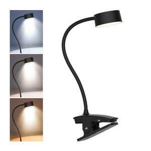 WO3001-B-LED Dimmelhető flexibilis lámpa klipsszel LED/2W/5V 3000/4000/6500K fekete WO3001-B kép