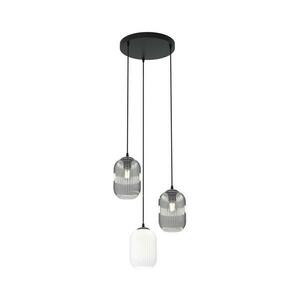 EMIBIG Csillár zsinóron VERDI 3xE27/15W/230V átm. 30 cm fekete/szürke/fehér 1436/3PREM kép