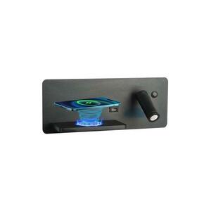 08288L-LED fali lámpa polccal, USB-vel és vezeték nélküli töltővel, LED/3W 08288L kép