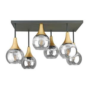 Keter Lighting Felületre szerelhető csillár SOMA 6xE27/60W/230V fekete/arany/átlátszó 2901 kép