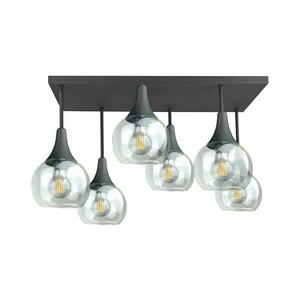 Keter Lighting Felületre szerelhető csillár SOMA 6xE27/60W/230V fekete/átlátszó 2898 kép