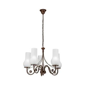 Brilagi - LED Csillár láncon COTTAGE 5xE14/40W/230V barna/fehér BG1514+5xBG2270 kép