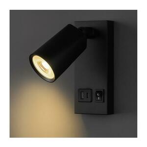 Eurolamp LED fali spotlámpa USB-töltéssel, LED/5W/230V, fekete 145-22070 kép