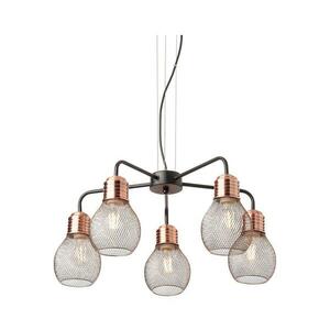 Redo 01-1580 - EDISON függőlámpa kábelen, 5xE27/42W/230V, Ø 53 cm, fekete/rézszínű 01-1580 kép