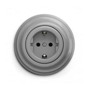 lap - Retro keretes fali konnektor SCHUKO 230V/16A szürke KA0052+KA0111 kép